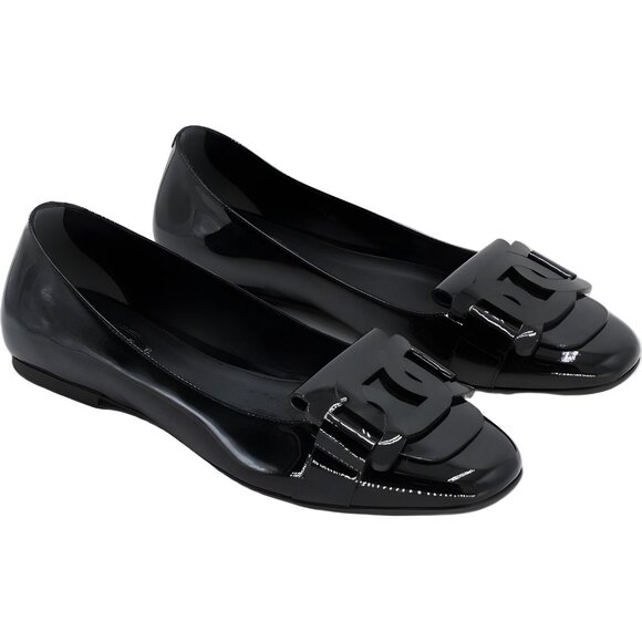 Tod's Gomma Patent Catena Loafer Flats Black Square Toe Women's EU 37 - Picture 4 of 6